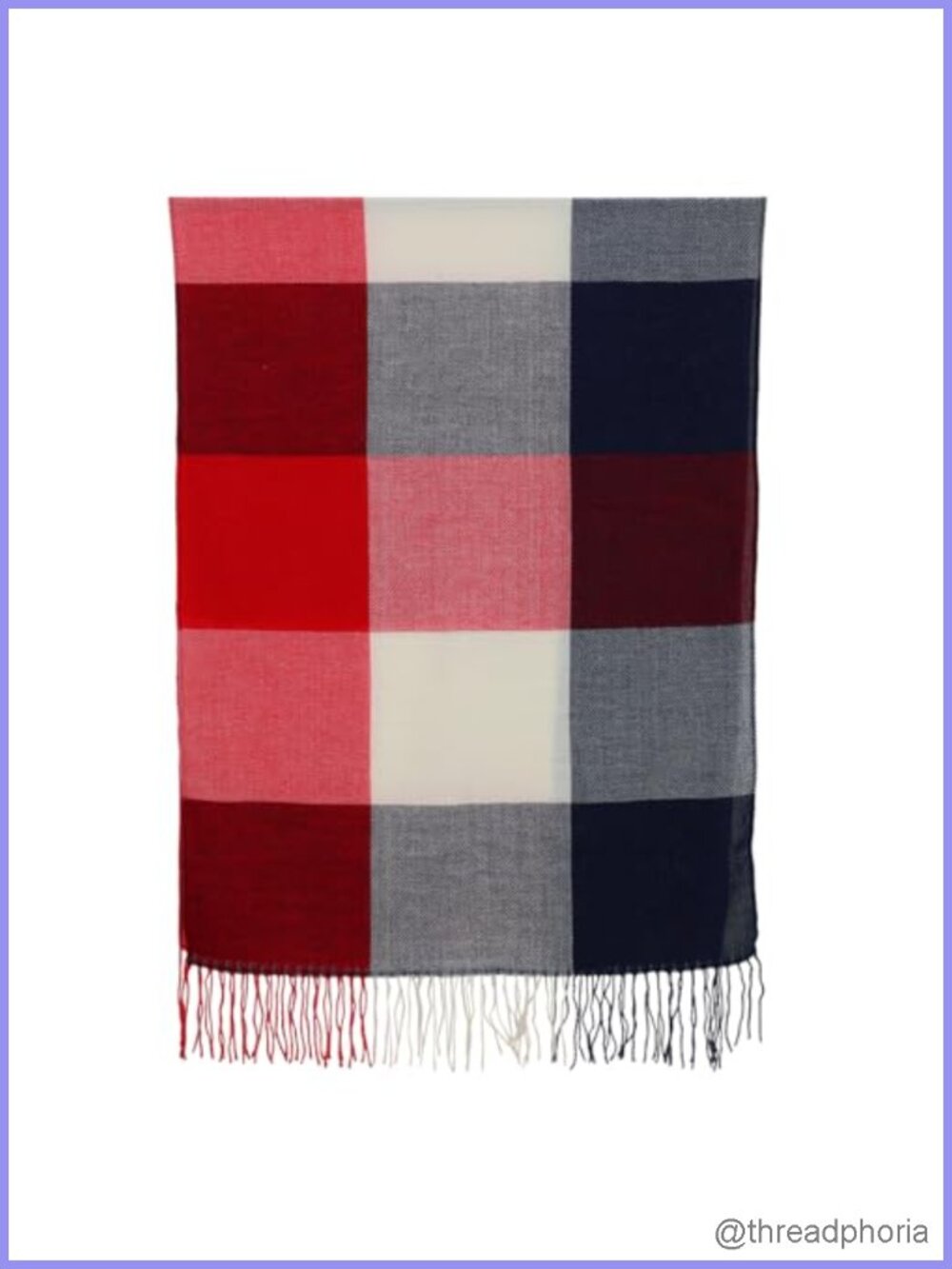 Oversized Plaid Scarf for Women with Tassel Detail, Warm Winter Shawl Wrap